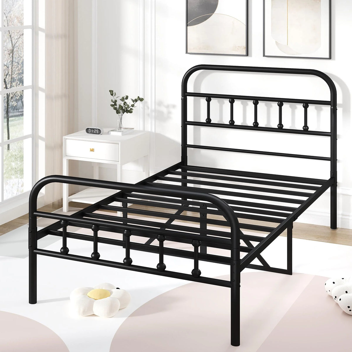 Full Size Metal Platform Bed Frame with Headboard I5769