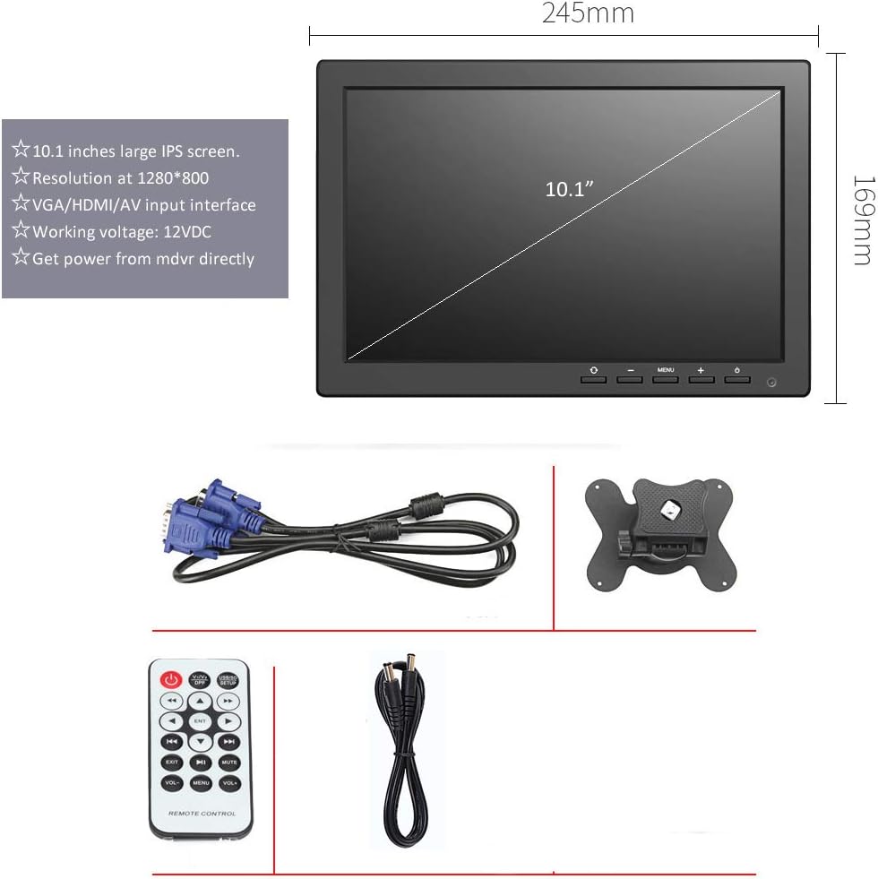 4 Channel 1080P AHD Mobile Vehicle DVR Video Recorder Kit with 10 inches Screen M389