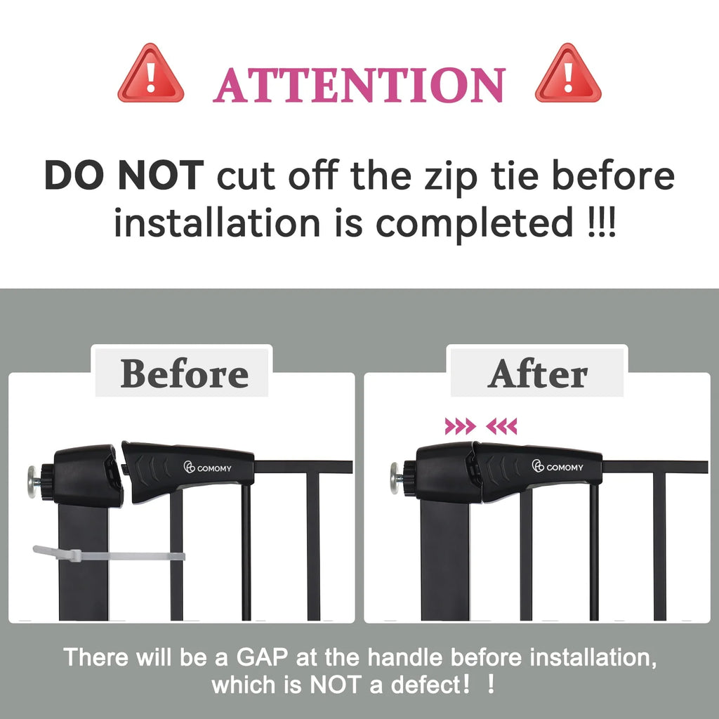 Baby Safety Gate, 29.5''- 40.5'' Wide Pressure Mount, Black K192430