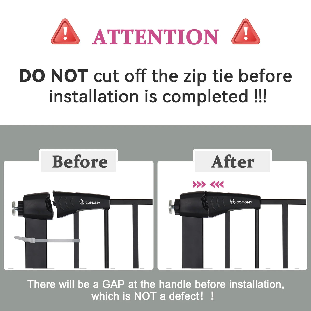 Baby Safety Gate, 29.5''- 40.5'' Wide Pressure Mount, Black K192430