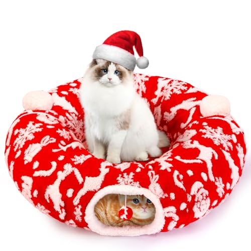Cat Tunnel Bed Christmas Tree Skirt for Indoor Cats O38145