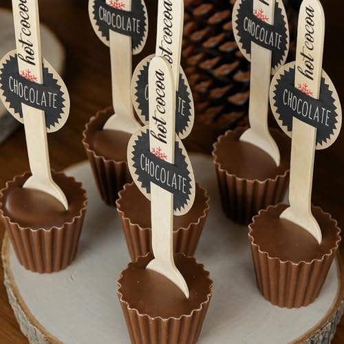100 Set Christmas Disposable Wooden Spoons 5.5 Inches D865