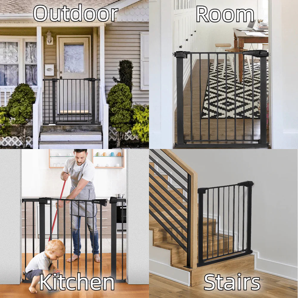 Baby Safety Gate, 29.5''- 40.5'' Wide Pressure Mount, Black K192430