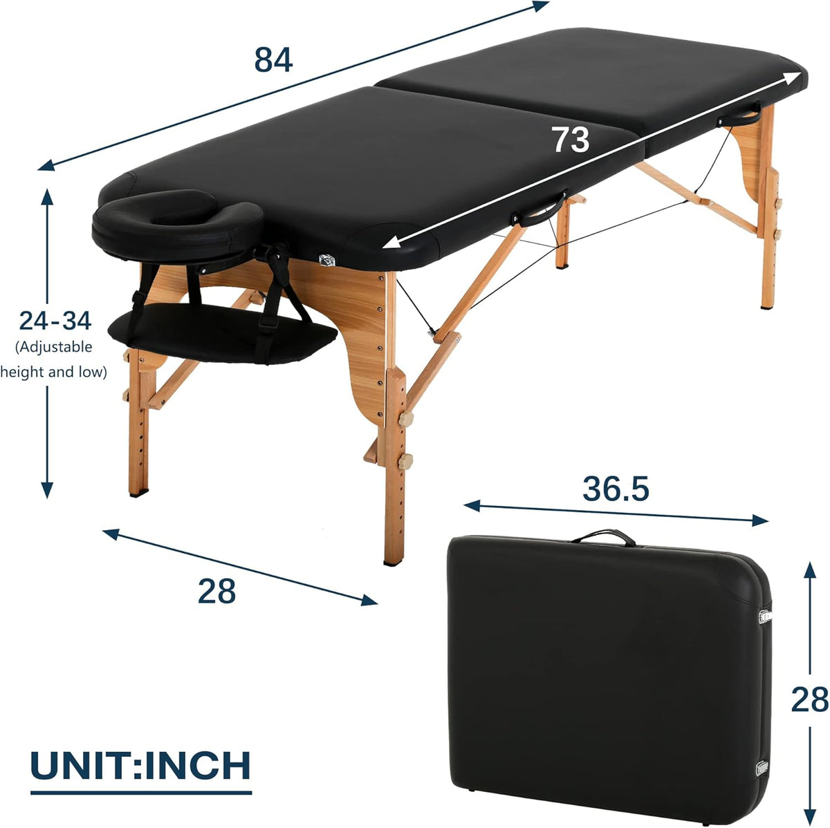 Portable 84 Inch 2 Folding Lightweight Massage Table with Carry Case M48918