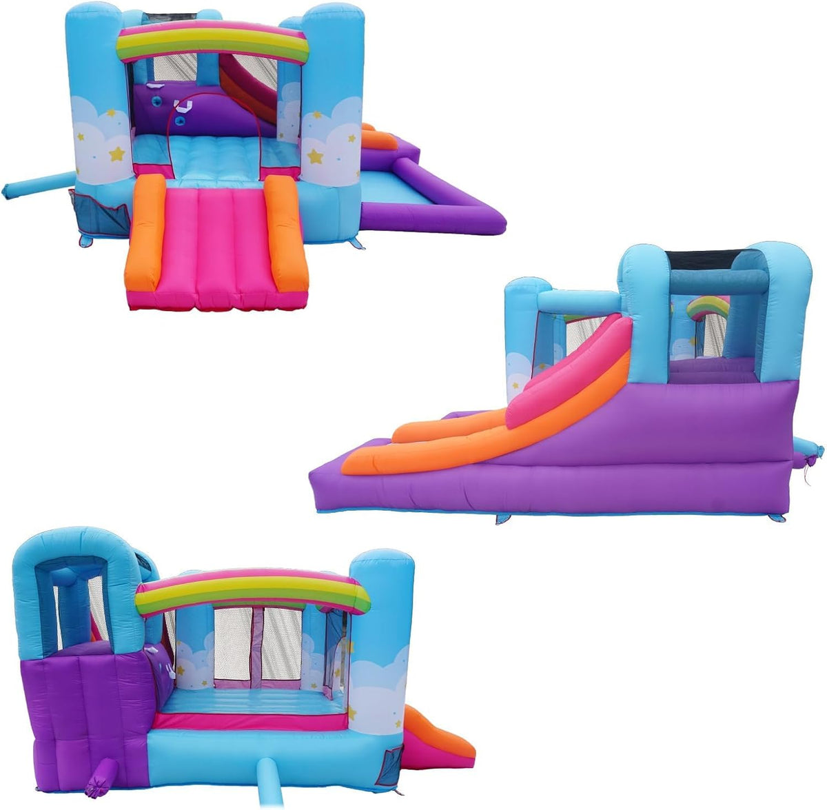 Inflatable Bounce House with Air Blower, Ball Pit, Slides, Reinforced PVC Bounce Floor U7879