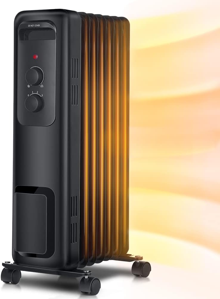 Oil Filled Radiator Heater with 3 Heat Settings, Black O3027