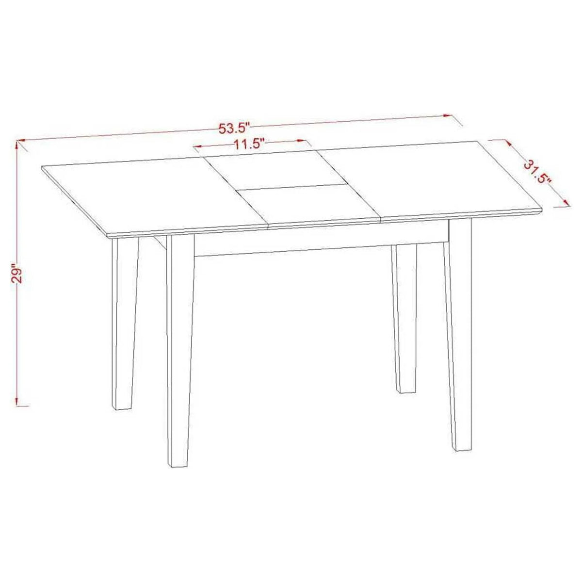 5 Piece Rectangle Kitchen Table with Leaf and 4 Chairs, Oak E244