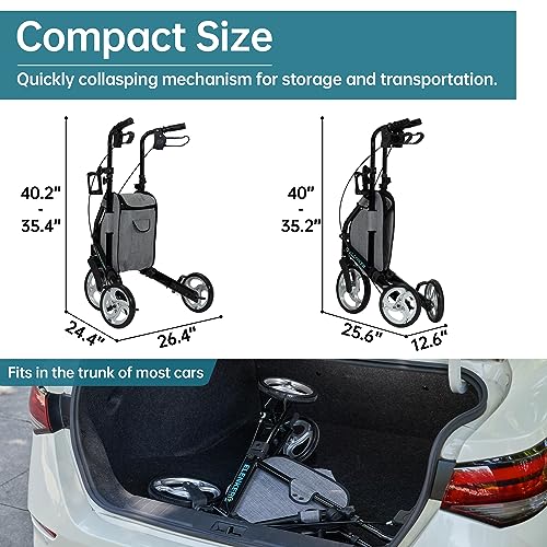 Blue 3 Wheel Rollator with 10” Wheels J175