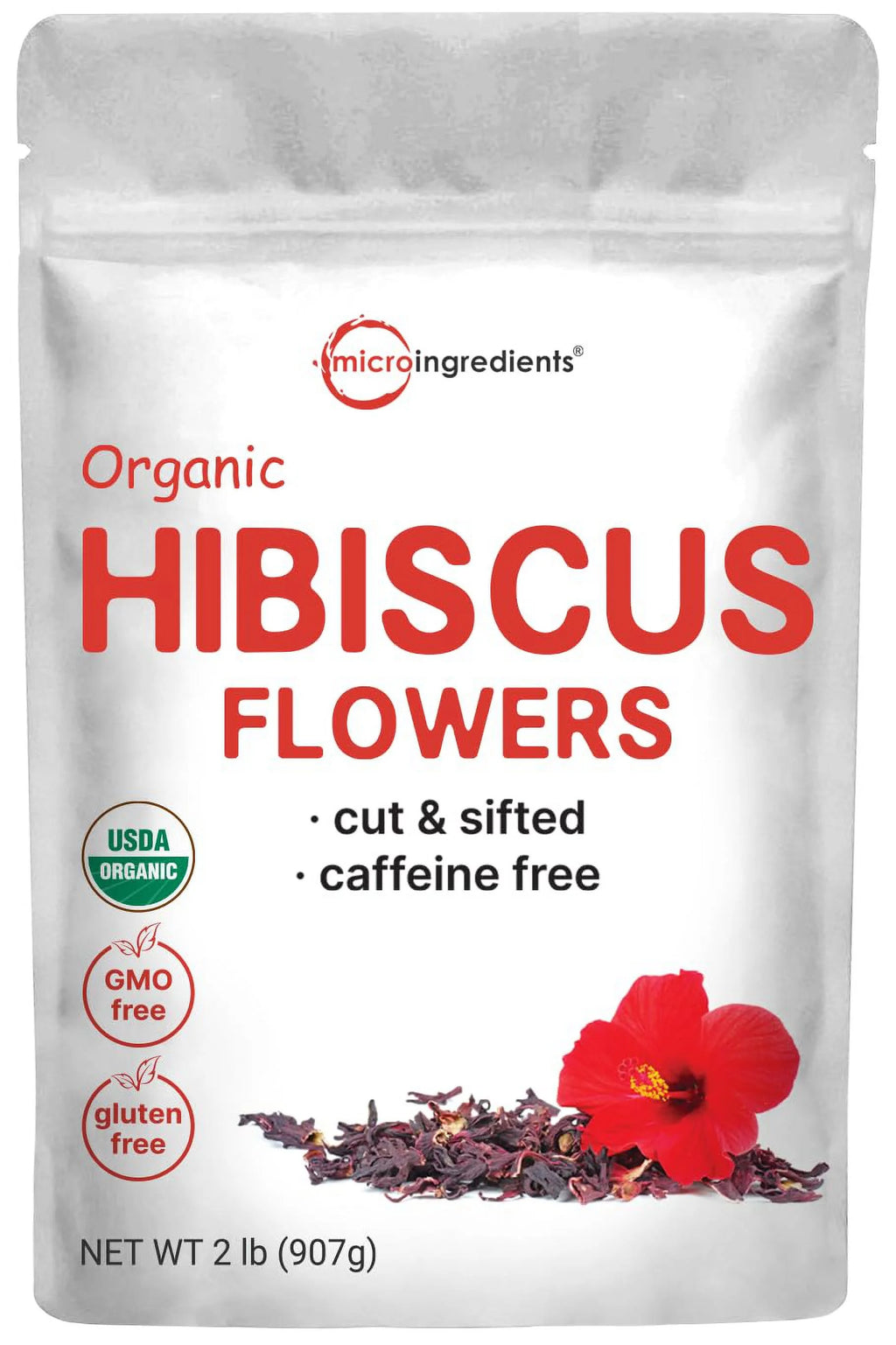 Organic Hibiscus Flowers, 2lbs, Cut & Sifted Dried Leaves S585249