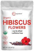 Organic Hibiscus Flowers, 2lbs, Cut & Sifted Dried Leaves S585249