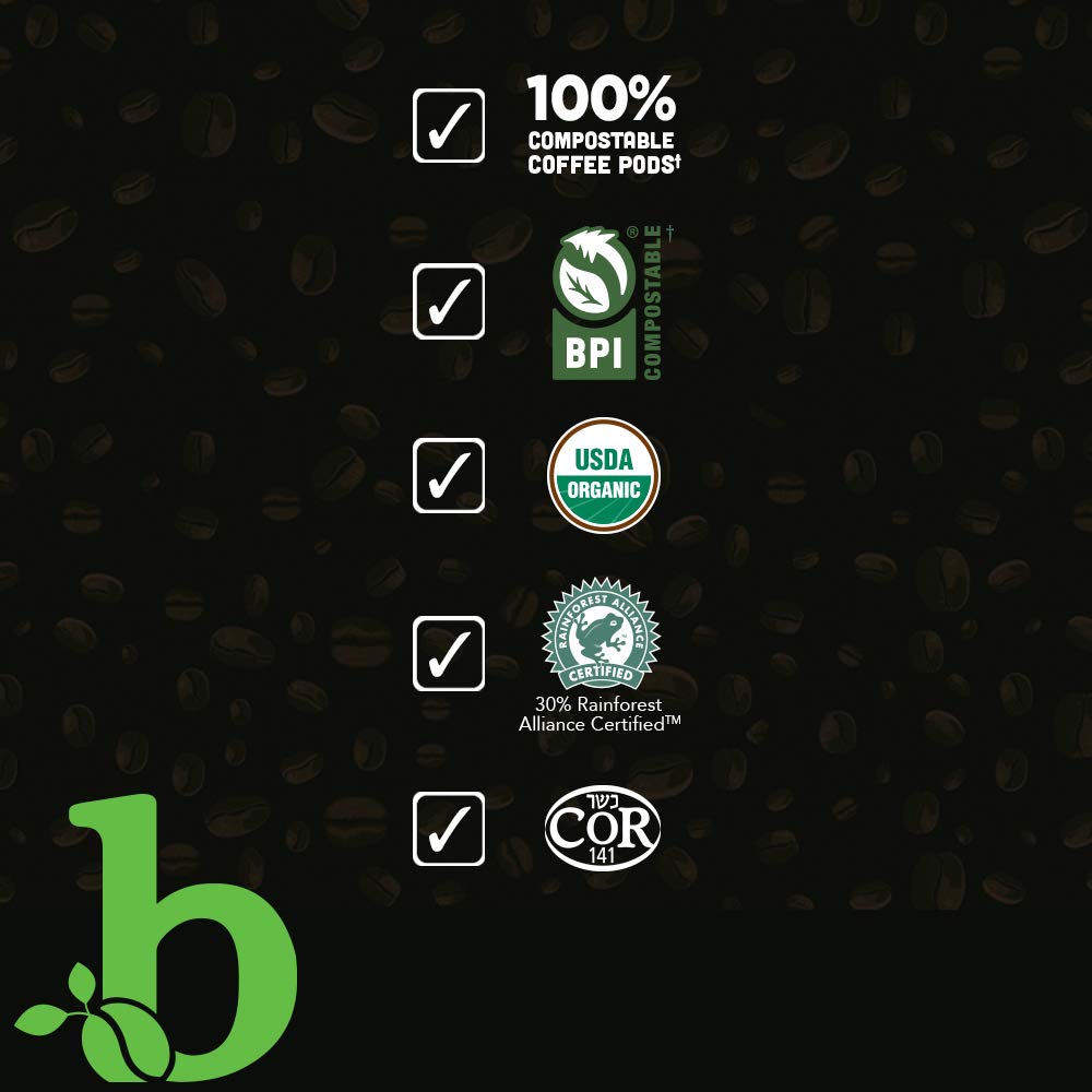 Organic Light Roast Single Serve Compostable Coffee Pods, 30 Count V864