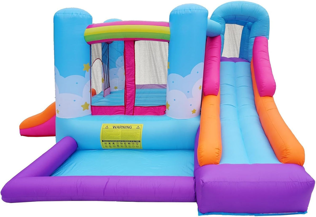 Inflatable Bounce House with Air Blower, Ball Pit, Slides, Reinforced PVC Bounce Floor U7879
