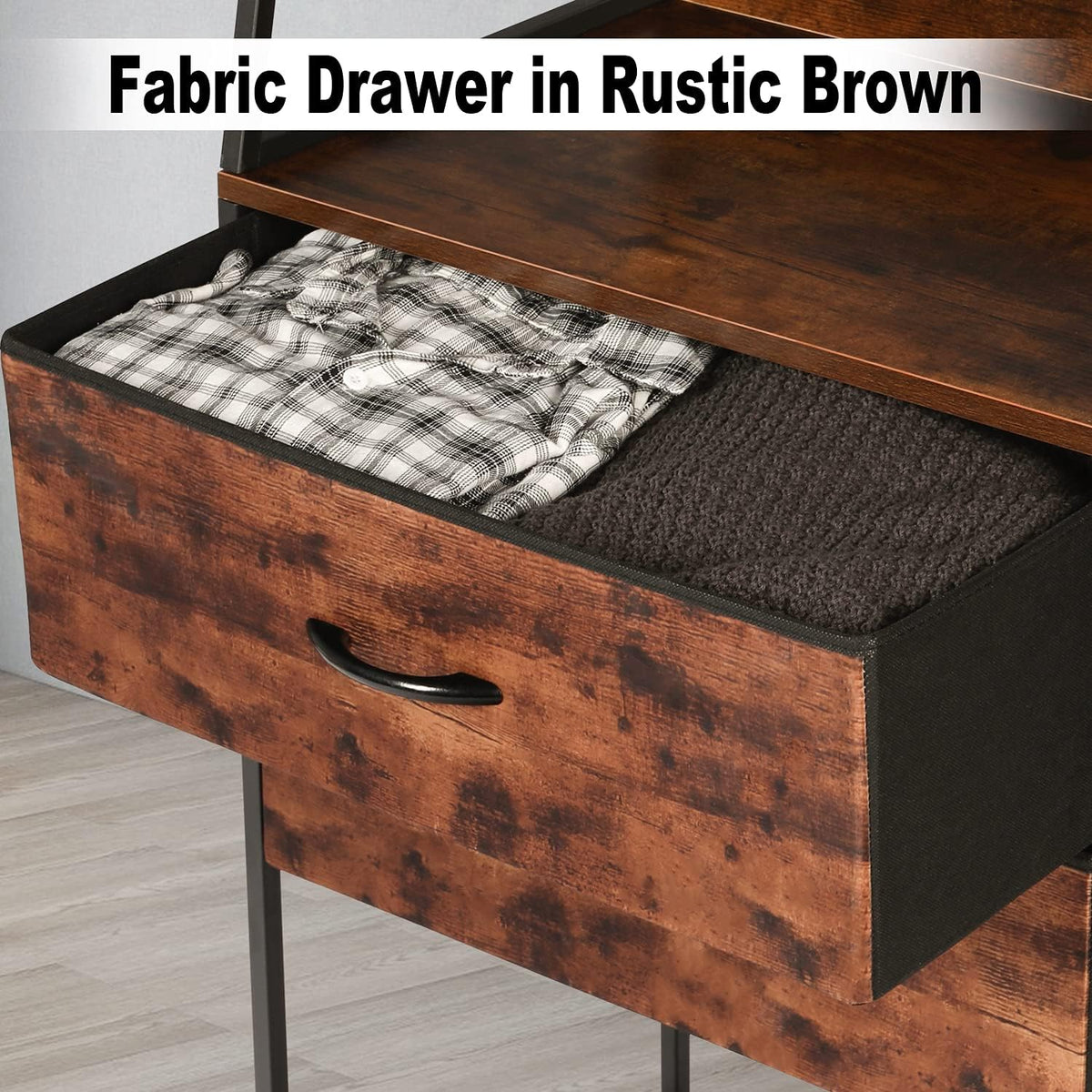 4-Tier Bookshelf with 2 Drawers Wood Metal Frame Q246674