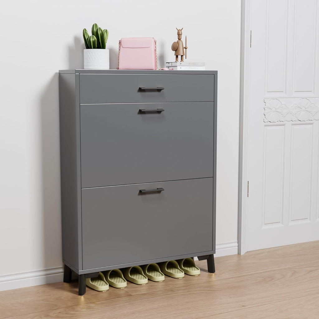 Gray 32" Slim Shoe Storage Cabinet Z4398
