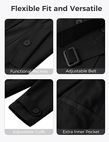 Women's Plus Size Double-Breasted Waterproof Trench Coat with Detachable Hood Q2418