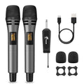 Grey UHF Dual Wireless Microphone System V91812