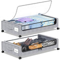 Black 2-Pack XXL 60L Rolling Metal Under Bed Storage Bins with Lids O175514