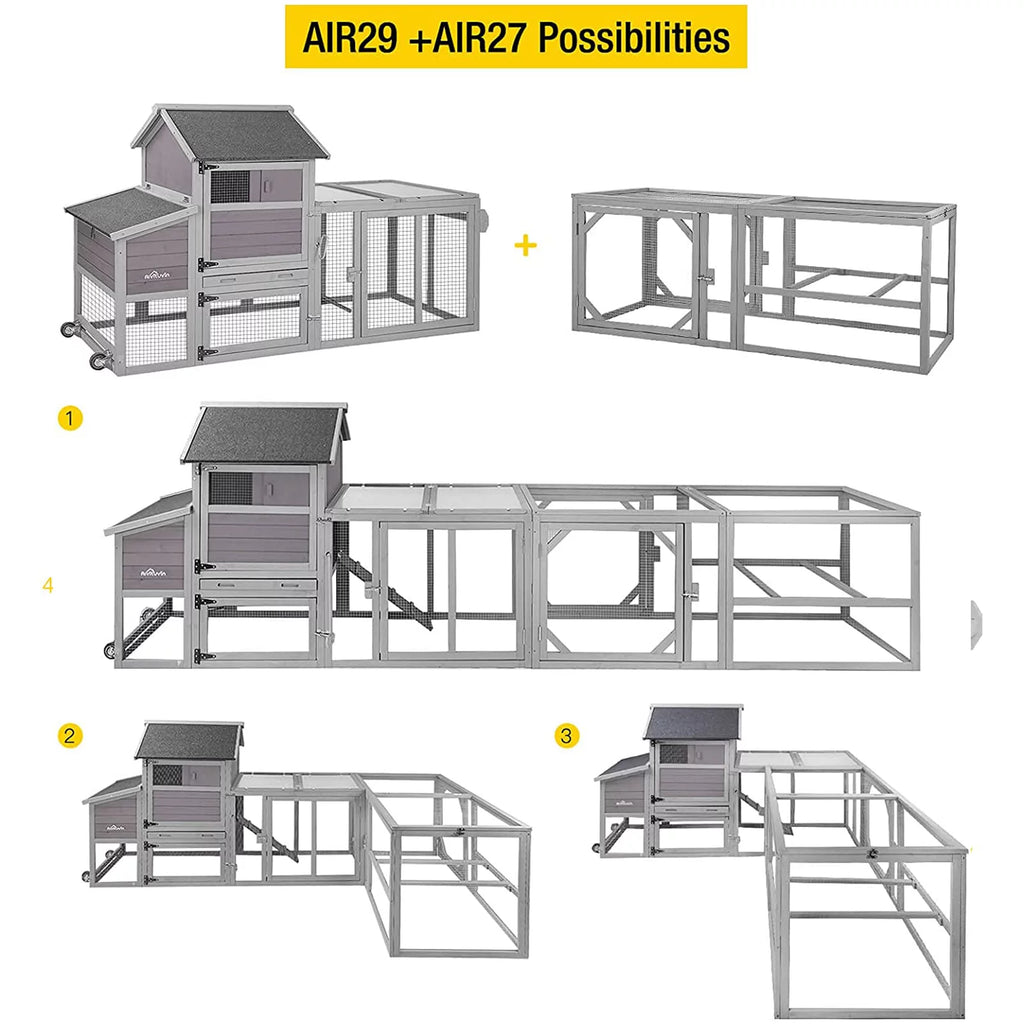81" Wooden Chicken Coop with Wheels Z86116