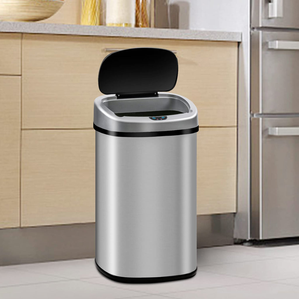 13 Gallon Stainless Steel Motion Sensor Trash Can with Lid O865