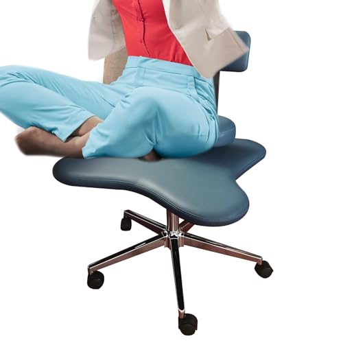 White Ergonomic Cross Legged Office Chair with Wheels Y3578
