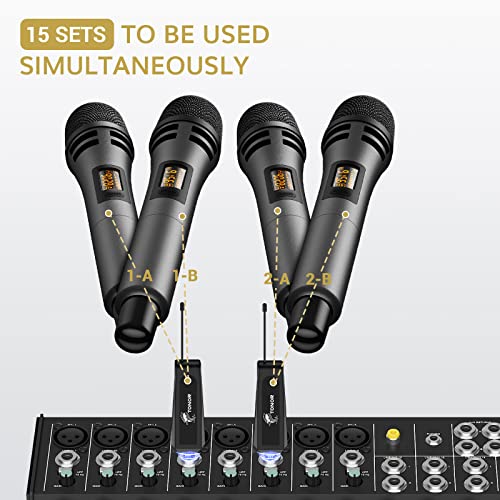 Grey UHF Dual Wireless Microphone System V91812