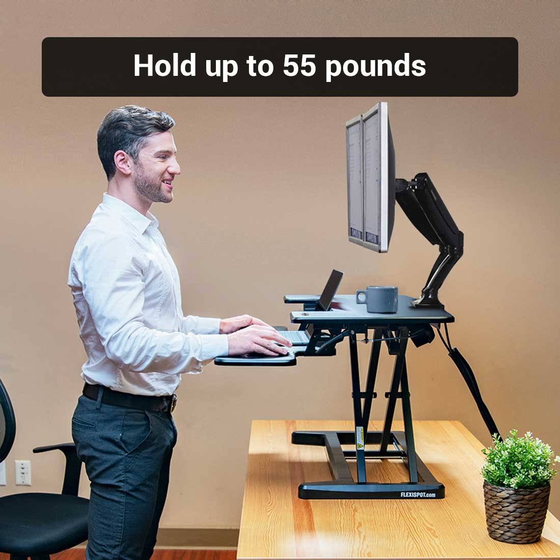 Black electric standing desk converter S352
