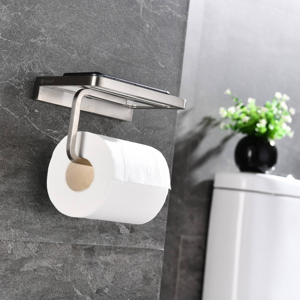 White Glass Shelf with Toilet Paper Holder S8805