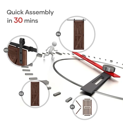 36x84 inch Sliding Barn Wood Door Slab with Hardware Kit and Handle, Coffee F919