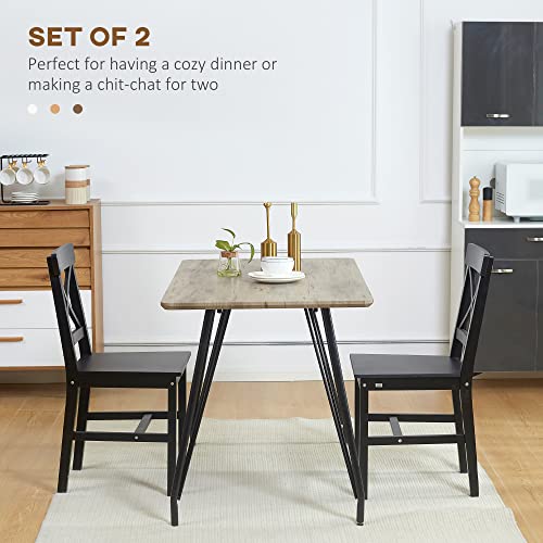 Black Wooden Cross Back Dining Chairs Set of 2 Q577