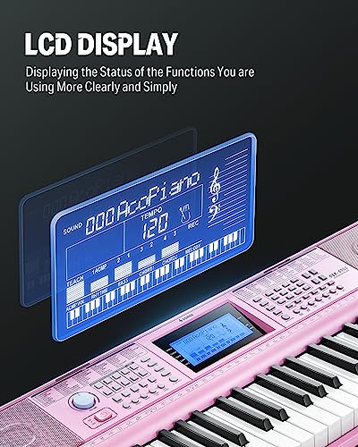 Black 61 Key Electric Piano Keyboard Kit with Stand, Stool, Microphone J16914
