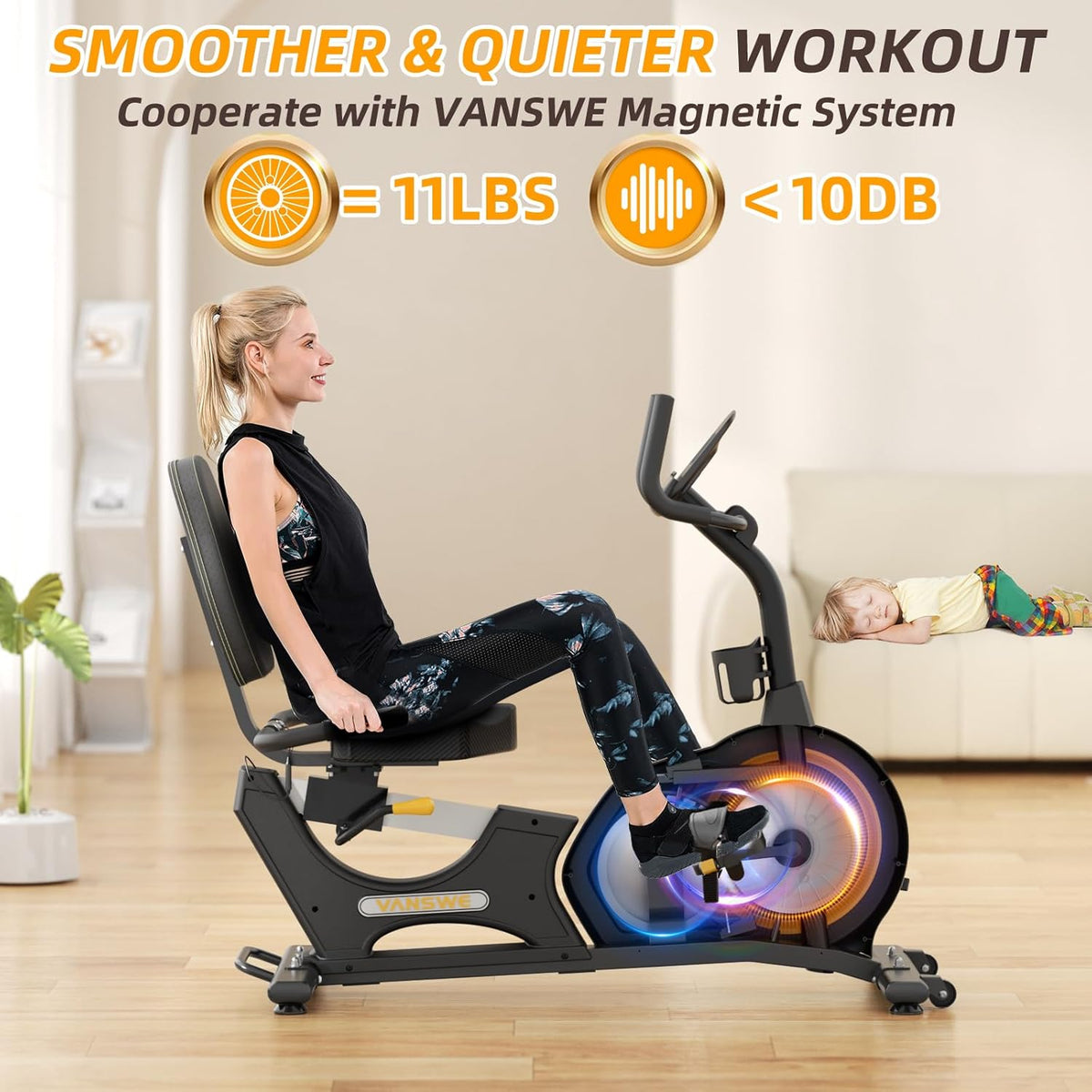 Recumbent Exercise Bike with LED Display G413953