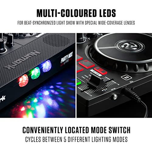 DJ Controller Bundle with Party Lights, 2 Decks, DJ Mixer, Audio Interface and DJ Headphones Q9070