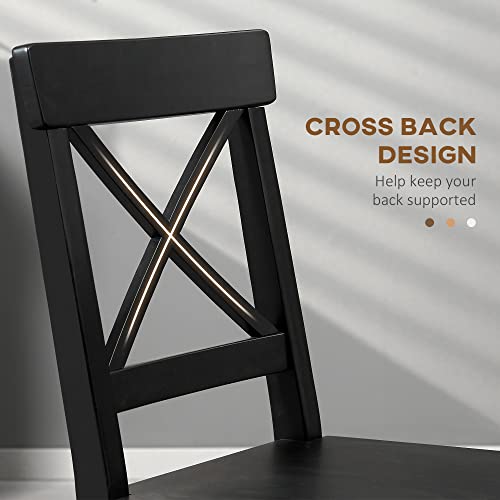Black Wooden Cross Back Dining Chairs Set of 2 Q577