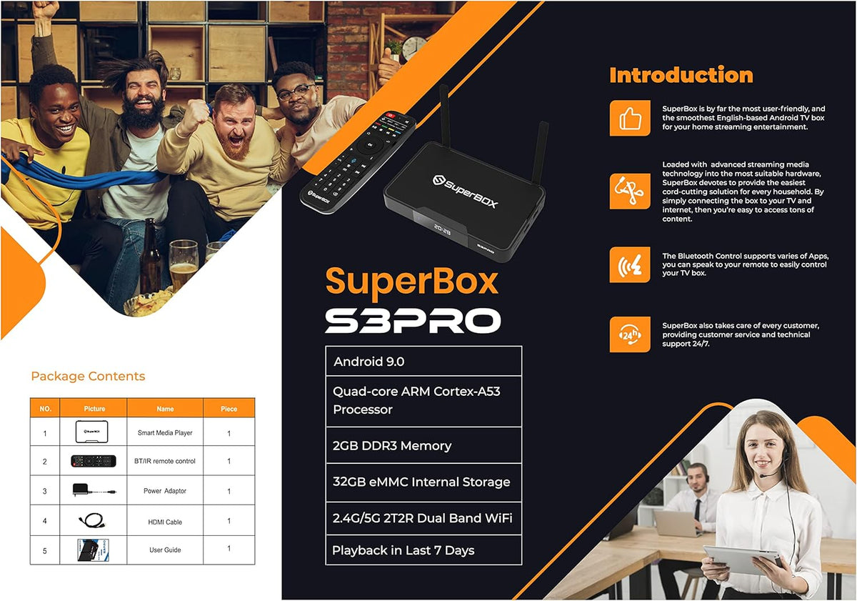 SuperBox S3 Pro with Voice Remote, Backlit Mini Keyboard & 8K HDMI Cable U9568