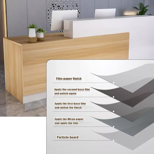 Wood Grain L-shaped Reception Desk with Lockable Drawer H11068