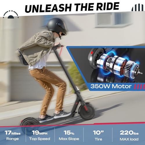19MPH 17-Mile Range 430W Peak Motor Foldable Electric Scooter with 10" Tires & Dual Braking System J75747