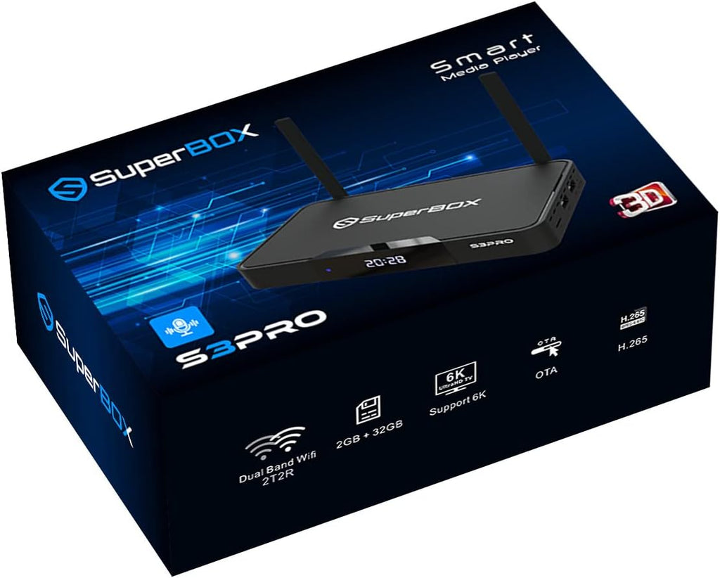 SuperBox S3 Pro with Voice Remote, Backlit Mini Keyboard & 8K HDMI Cable U9568