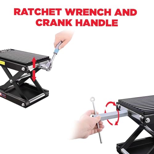 1200 LBS Steel Motorcycle Scissor Jack with Ratchet Wrench T107236