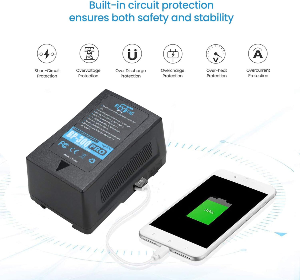 300Wh V Mount Battery with D-Tap Charger and Cable V6063