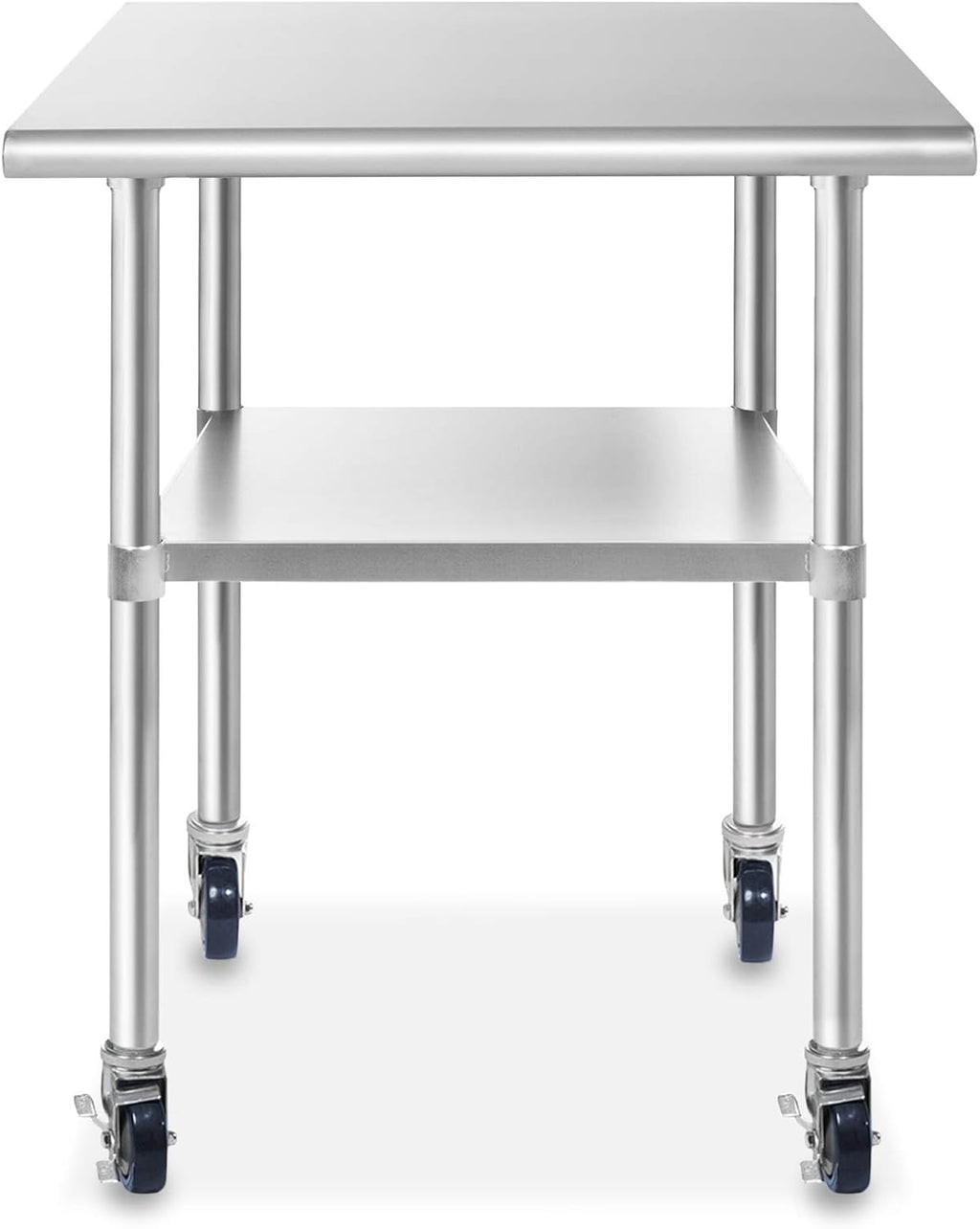 Stainless Steel Commercial Kitchen Prep & Work Table with 4 Casters Q65380