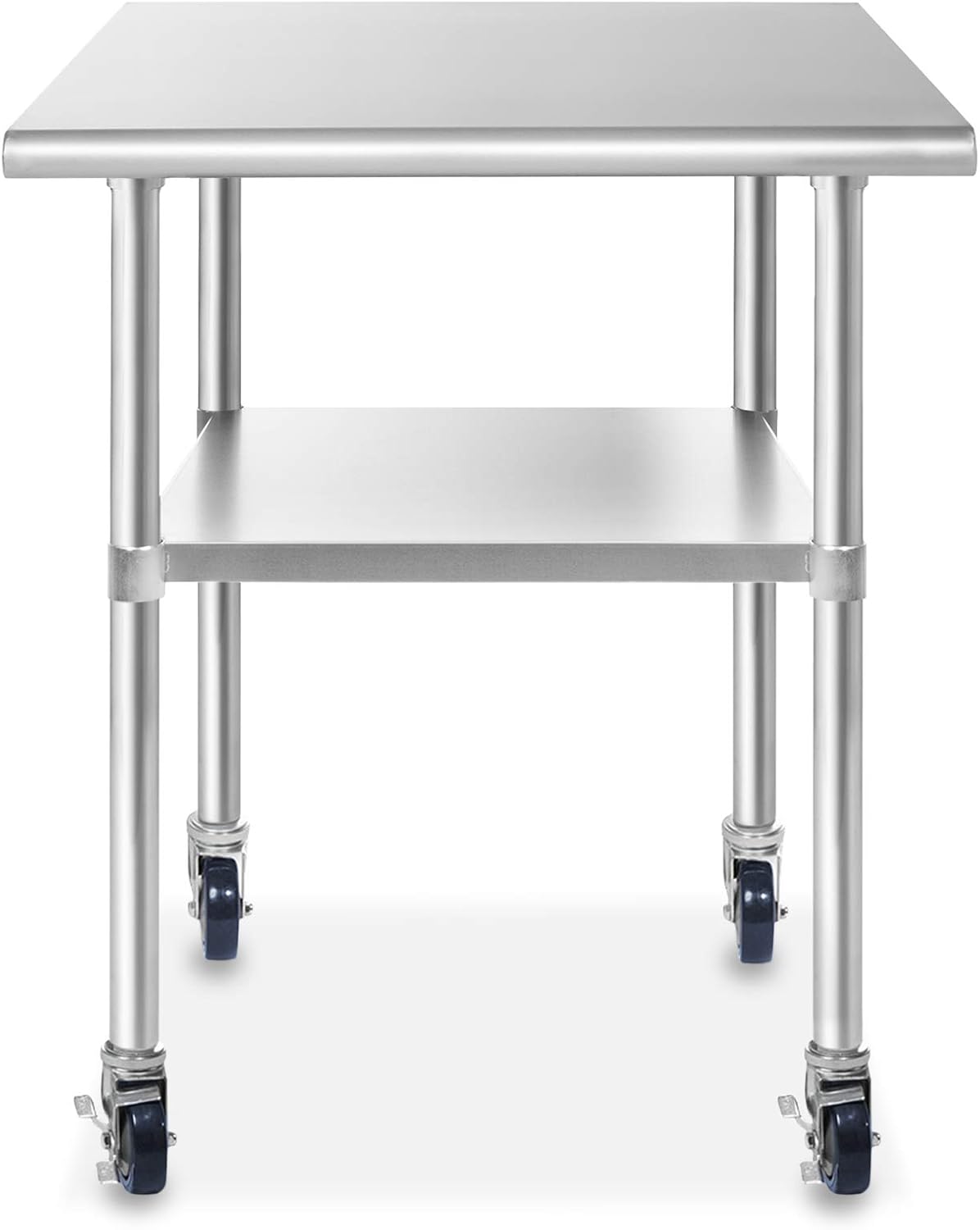 Stainless Steel Commercial Kitchen Prep & Work Table with 4 Casters Q65380