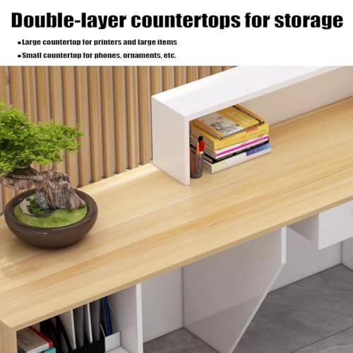 Wood Grain L-shaped Reception Desk with Lockable Drawer H11068