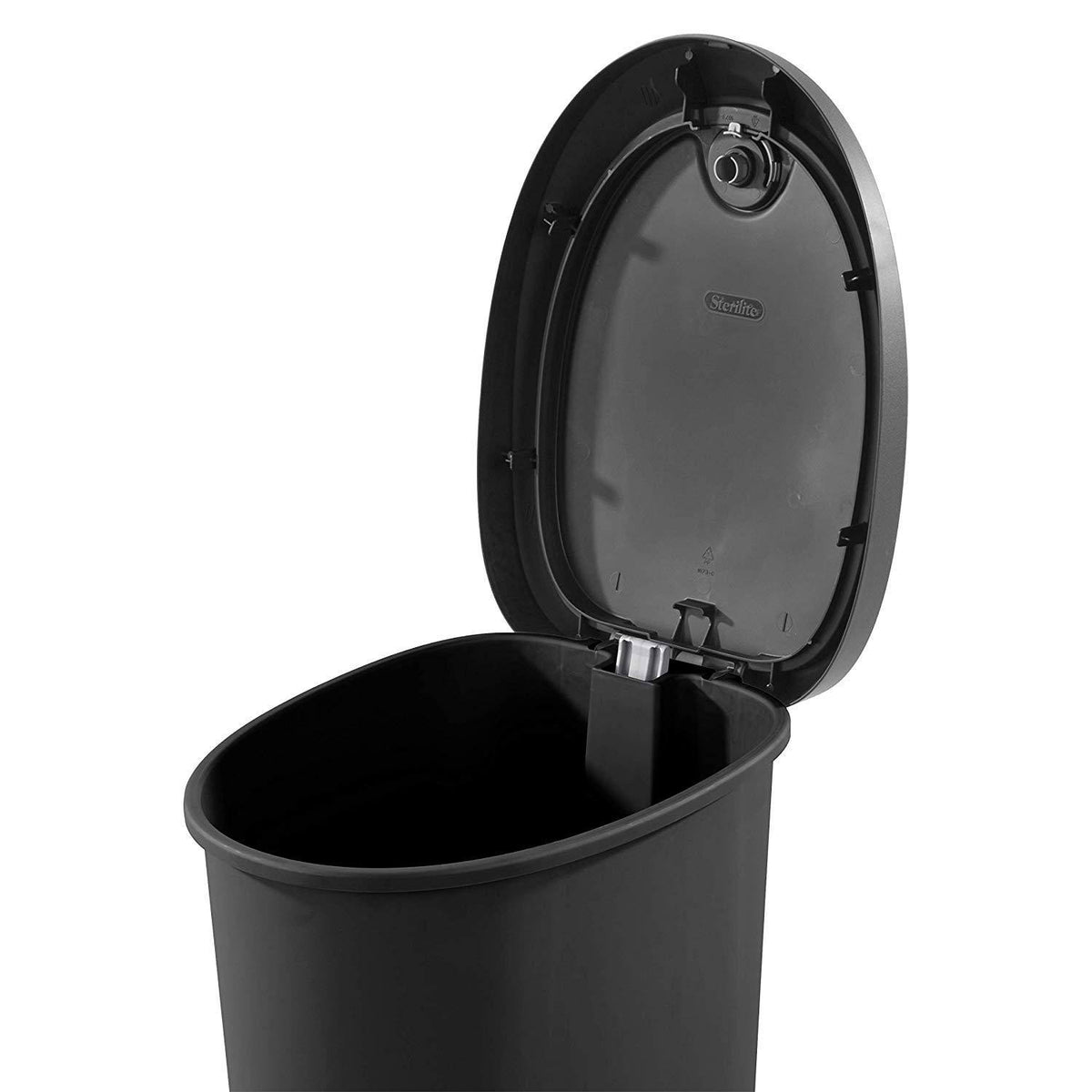 12.6 Gallon Locking StepOn Wastebasket Black 2 Pack A9753