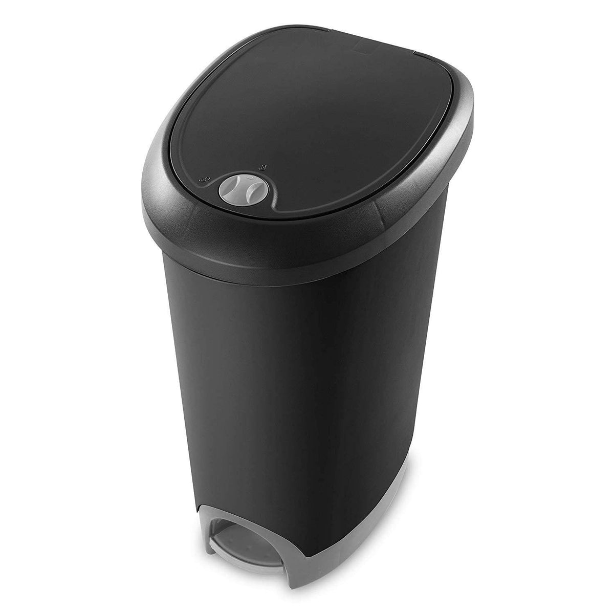12.6 Gallon Locking StepOn Wastebasket Black 2 Pack A9753