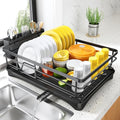 White Large Dish Rack with Drainboard and Utensil Holder B390561