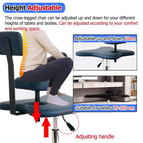 White Ergonomic Cross Legged Office Chair with Wheels Y3578