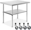 Stainless Steel Commercial Kitchen Prep & Work Table with 4 Casters Q65380