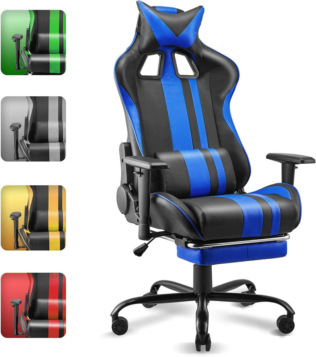 Gaming Chair with Footrest Ergonomic Desk Chair Royal Blue P80700
