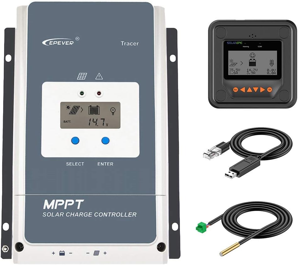 MPPT Solar Charge Controller 80A Negative Ground 200V with Remote Meter Z308862