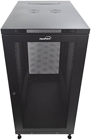 24U Rack Enclosure Server Cabinet, Mid Depth 33 Inch Deep, Black Q49419
